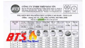 Bảng báo giá phụ kiện ren mạ kẽm Siam Thái Lan