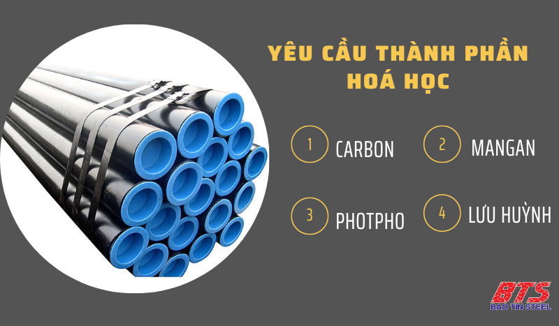 Ống thép đúc A192 phải đảm bảo hàm lượng thành phần hoá học theo đúng yêu cầu tiêu chuẩn.